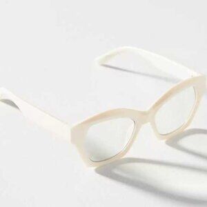 New Anthropologie x I-Sea Kendall angluar square readers 0.0x glasses in Cream
